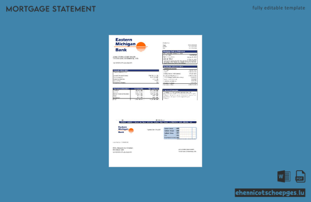 USA, Ost-Michigan, Bankhypothekenauszug in Word- und PDF-Formaten – Beispielvorschau